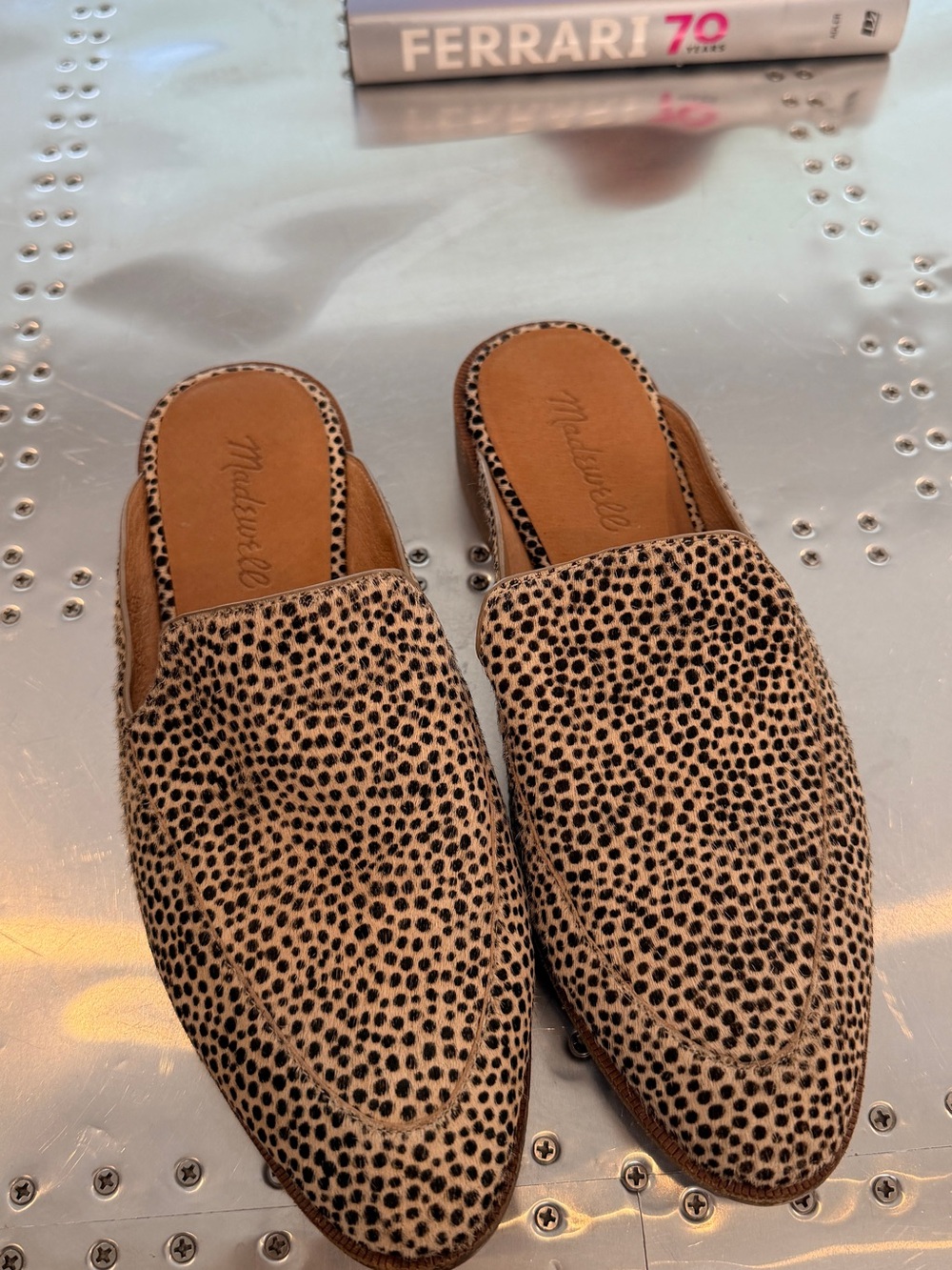 Madewell Leopard-Print Slip-On Mules in Tan and Black